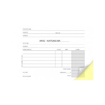Blankett Arve-Kviitung A6, isekopeeruv, 2 x 50 lehte 