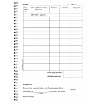 Blankett "Kassaraamat A5" spiraalköide, 2x31 lehte isekopeeruv