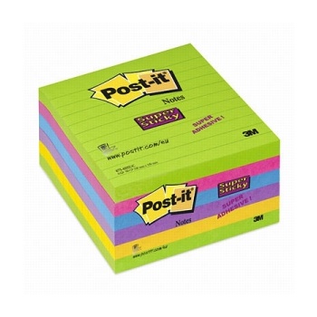 Märkmepaber Post-it 101x101mm 6*90L, eri värvid jooneline