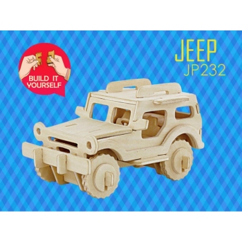 Puidust 3D puzzle Jeep+värvid