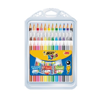 Komplekt BIC Kids Evolution Värvipliiatsid 12tk + Couleur Viltpliiatsid 12tk + Plastidecor rasvakriidid 12tk